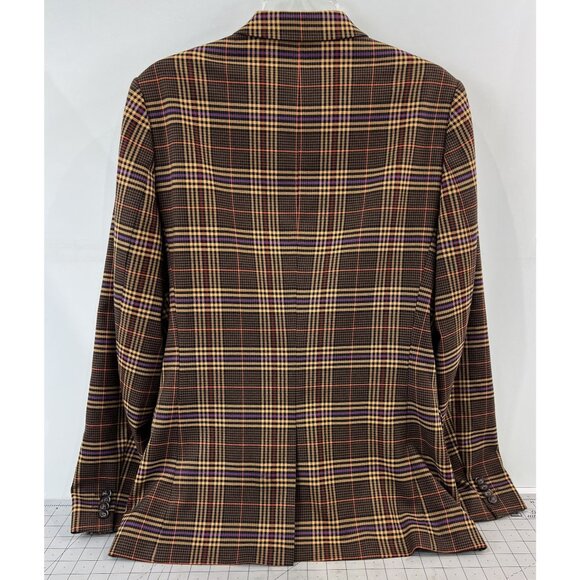 Topman Tate Rust Purple Yellow Plaid Blazer Slim Fit Men's Suit Jacket 38R - Picture 3 of 9